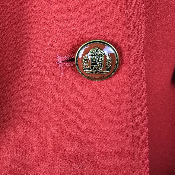 Pendleton Vintage 100% Virgin Wool Red Blazer Gold Buttons Office Classic Size14 - Picture 6 of 10